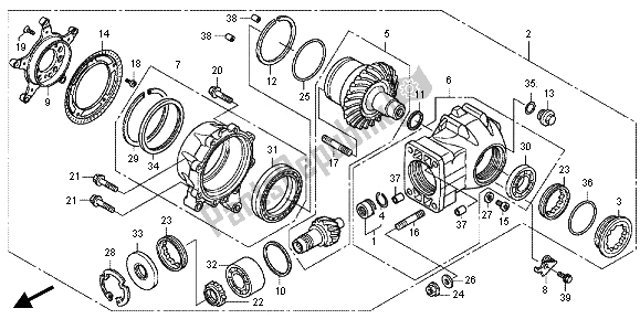 All parts for the Final Driven Gear of the Honda VFR 1200 FD 2012