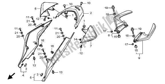All parts for the Rear Cowl of the Honda VFR 1200 FDA 2010