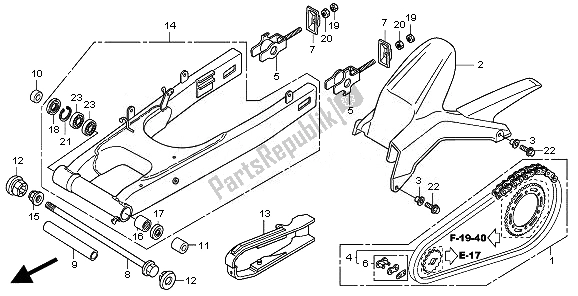 Alle onderdelen voor de Achterbrug van de Honda CBR 250R 2011