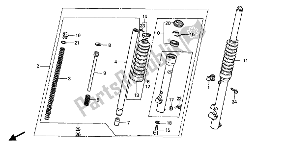 Tutte le parti per il Forcella Anteriore del Honda XR 80R 1990