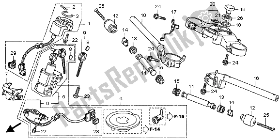 Alle onderdelen voor de Handvatpijp & Hoogste Brug van de Honda CBR 600 RA 2012