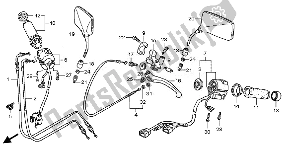 Todas las partes para Manejar Palanca E Interruptor Y Cable Y Espejo de Honda VT 750S 2011