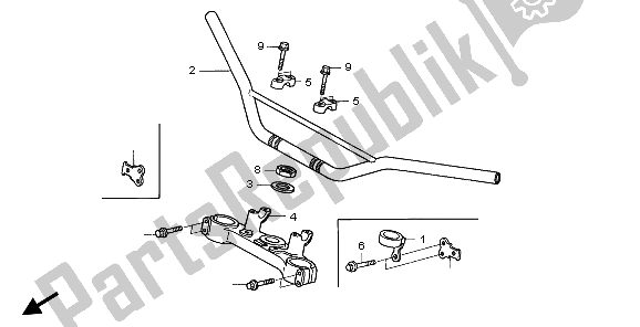 All parts for the Handle Pipe & Top Bridge of the Honda XR 650R 2000