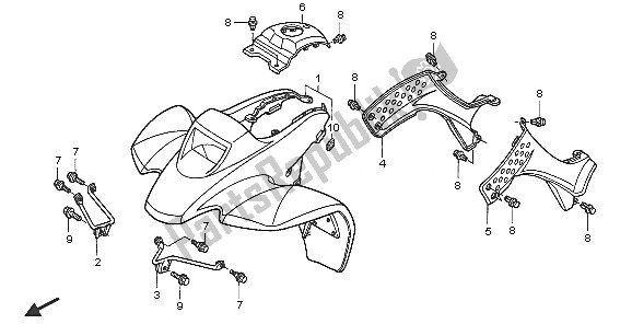 Tutte le parti per il Parafango Anteriore del Honda TRX 250 EX Sporttrax 2005