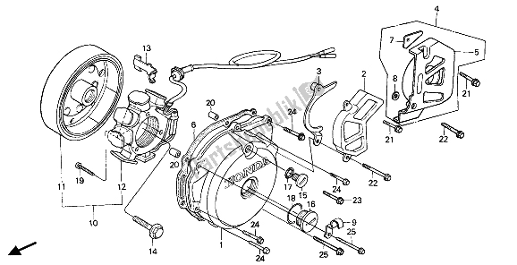 Tutte le parti per il Coperchio Carter Sinistro E Generatore del Honda XR 250R 1987