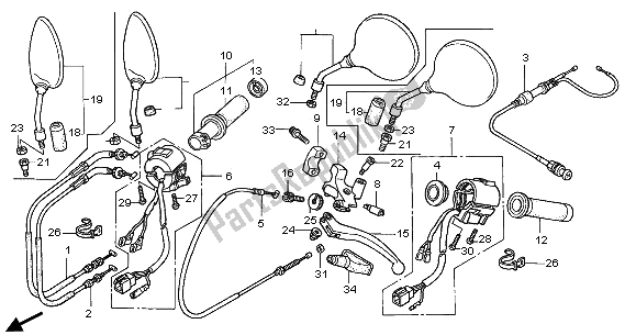 All parts for the Switch & Cable of the Honda VT 750C2 2001