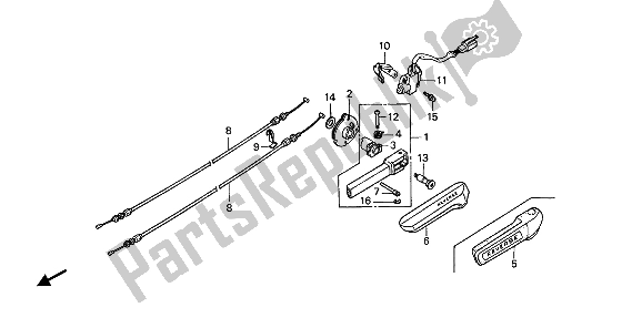 Wszystkie części do Odwrotny Pasek I Kabel Wsteczny Honda GL 1500 1989