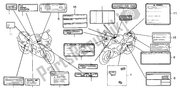 All parts for the Caution Label of the Honda CBR 900 RR 1996