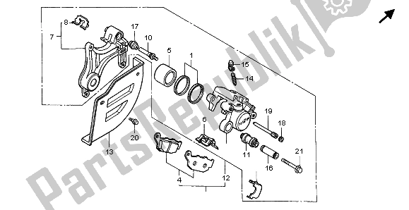 All parts for the Rear Brake Caliper of the Honda XRV 750 Africa Twin 1999