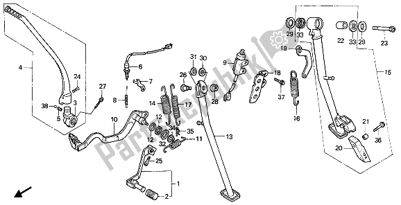 All parts for the Pedal & Stand of the Honda NX 650 1988