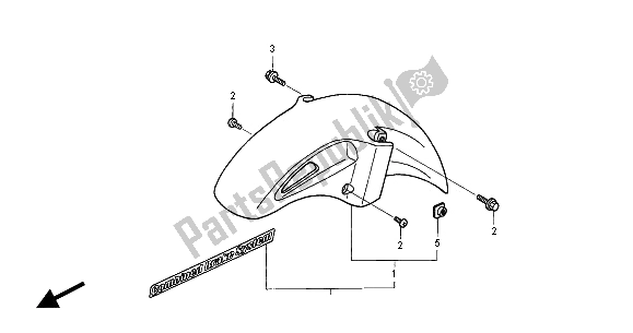 All parts for the Front Fender of the Honda NT 650V 2000