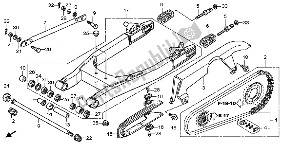 All parts for the Swingarm of the Honda VT 750 SA 2010