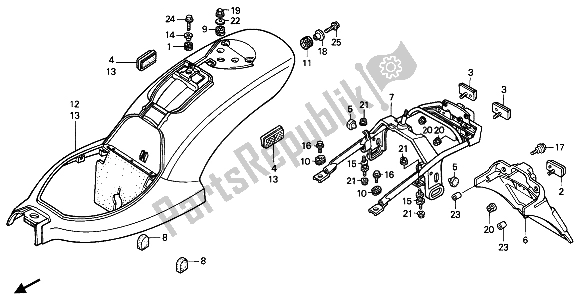 Todas las partes para Guardabarros Trasero de Honda VT 600C 1989