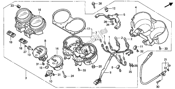 Alle onderdelen voor de Meter (uk) van de Honda CB 750 1992