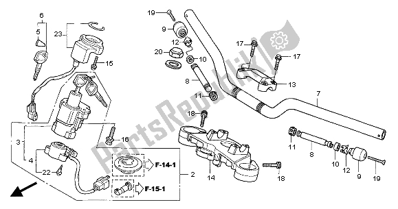 All parts for the Handle Pipe & Top Bridge of the Honda CB 600F Hornet 2005