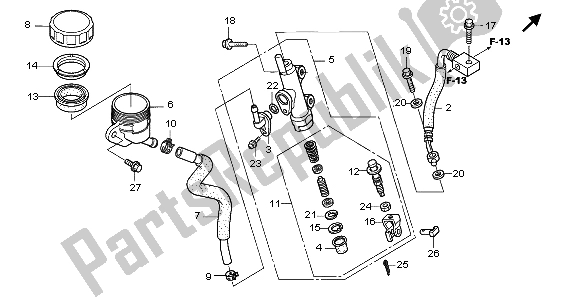 All parts for the Rr. Brake Master Cylinder of the Honda NT 700V 2007