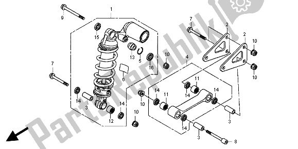 Alle onderdelen voor de Achterkussen van de Honda CBR 600 RR 2012