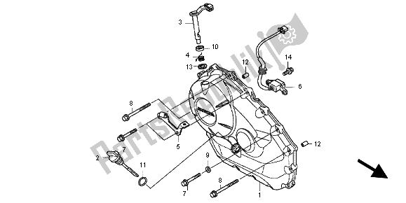 All parts for the Right Crankcase Cover of the Honda NC 700X 2012