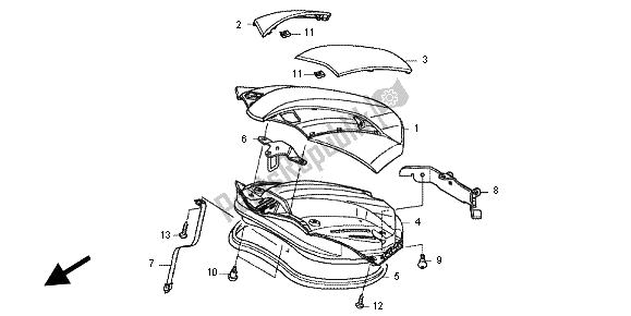 Alle onderdelen voor de Bagagedeksel van de Honda NC 700 XA 2012