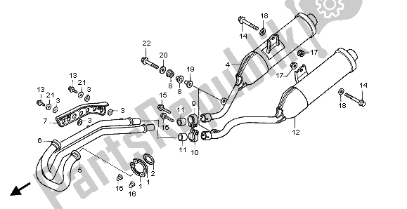 All parts for the Exhaust Muffler of the Honda NX 650 1999