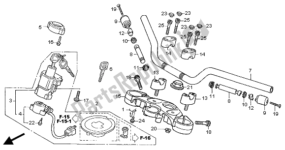 Tutte le parti per il Gestire Il Tubo E Il Ponte Superiore del Honda CBF 600 SA 2004