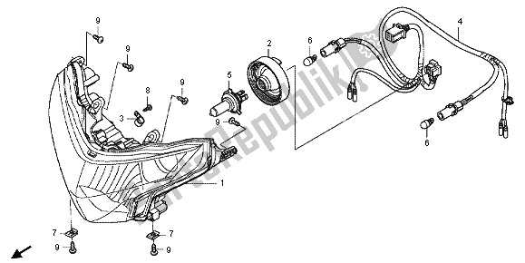 Tutte le parti per il Faro del Honda CBR 125R 2013