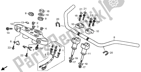 Alle onderdelen voor de Handvatpijp & Hoogste Brug van de Honda VT 750C 2008