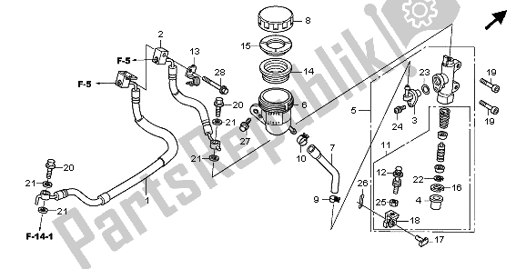 All parts for the Rear Brake Master Cylinder of the Honda CBF 1000T 2009