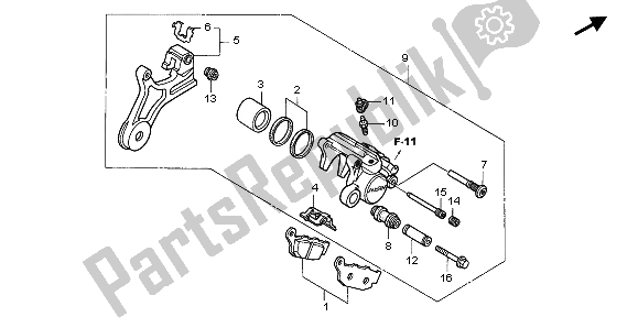 All parts for the Rear Brake Caliper of the Honda XL 650V Transalp 2003