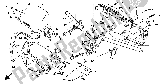 Todas as partes de Manuseio De Tubo E Alça De Cobertura do Honda SH 125 2009