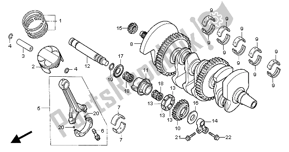 Toutes les pièces pour le Vilebrequin Et Piston du Honda CBR 1000 RR 2004