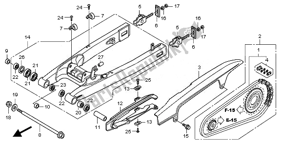 All parts for the Swingarm of the Honda CBF 1000 TA 2010