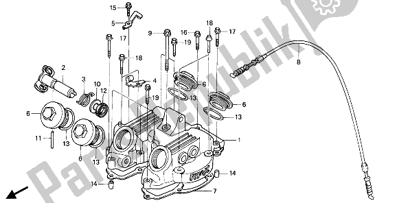 All parts for the Cylinder Head Cover of the Honda XR 250R 1990