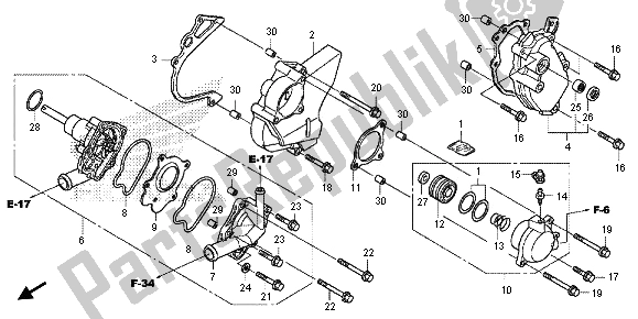 Todas as partes de Bomba De água do Honda CB 1000R 2013