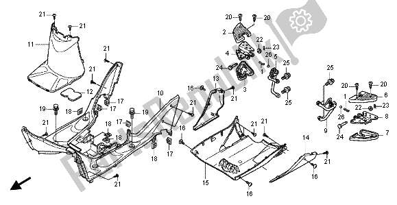 All parts for the Floor Panel & Pillion Step of the Honda SH 125R 2012