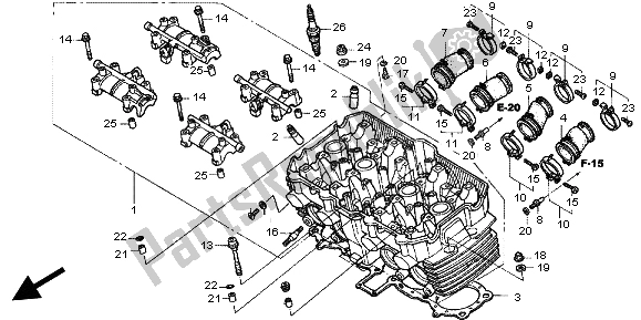 All parts for the Cylinder Head of the Honda CB 1300X4 1999