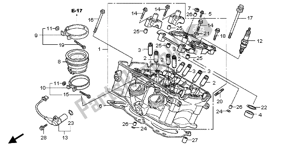 All parts for the Cylinder Head (rear) of the Honda VFR 800X 2013