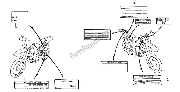 Alle onderdelen voor de Waarschuwingsetiket van de Honda XR 650R 2003