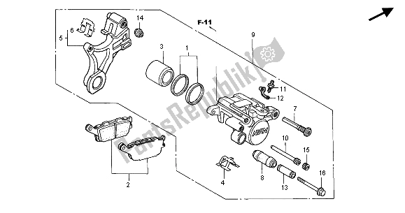 All parts for the Rear Brake Caliper of the Honda CBR 900 RR 2001