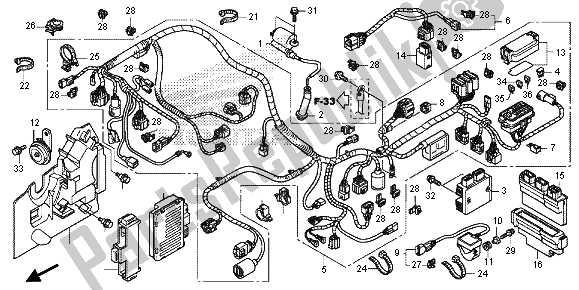 Todas as partes de Chicote De Fios do Honda TRX 420 FA Fourtrax Rancher AT 2013