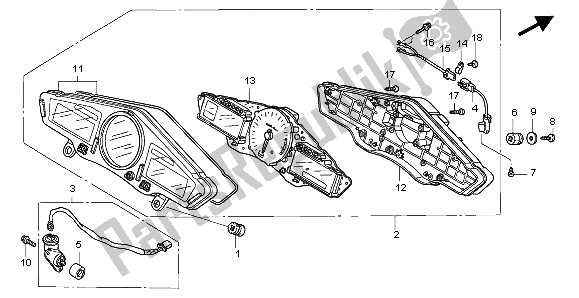 Tutte le parti per il Metro (kmh) del Honda VFR 800A 2002