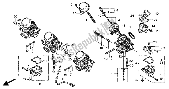Todas las partes para Carburador (componentes) de Honda CBF 600S 2004