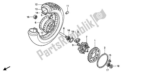 Toutes les pièces pour le Roue Arrière du Honda VT 600C 1990