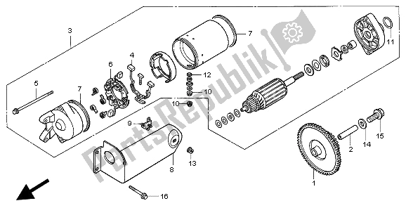 All parts for the Starting Motor of the Honda ST 1100A 1997