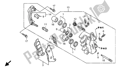 All parts for the Front Brake Caliper of the Honda SH 150 2010