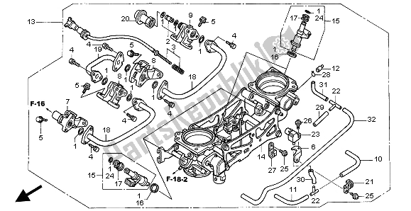 Alle onderdelen voor de Gasklephuis (assy.) van de Honda VTR 1000 SP 2003