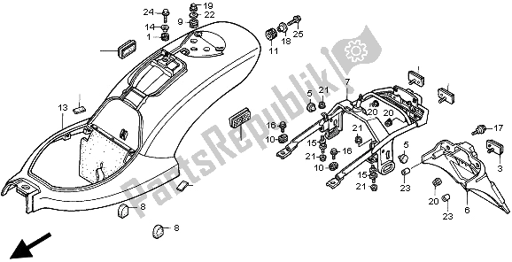 Tutte le parti per il Parafango Posteriore del Honda VT 600C 1997