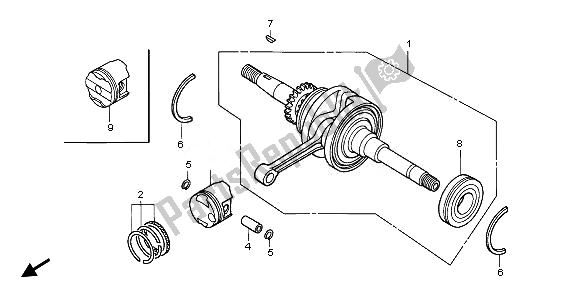 All parts for the Crankshaft of the Honda NPS 50 2008