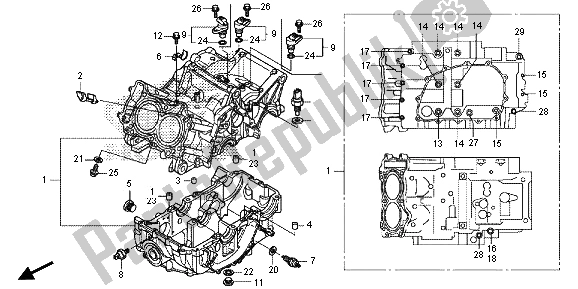 Alle onderdelen voor de Carter van de Honda NC 700S 2013