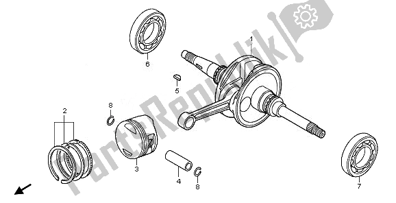 All parts for the Crankshaft & Piston of the Honda SH 125S 2011